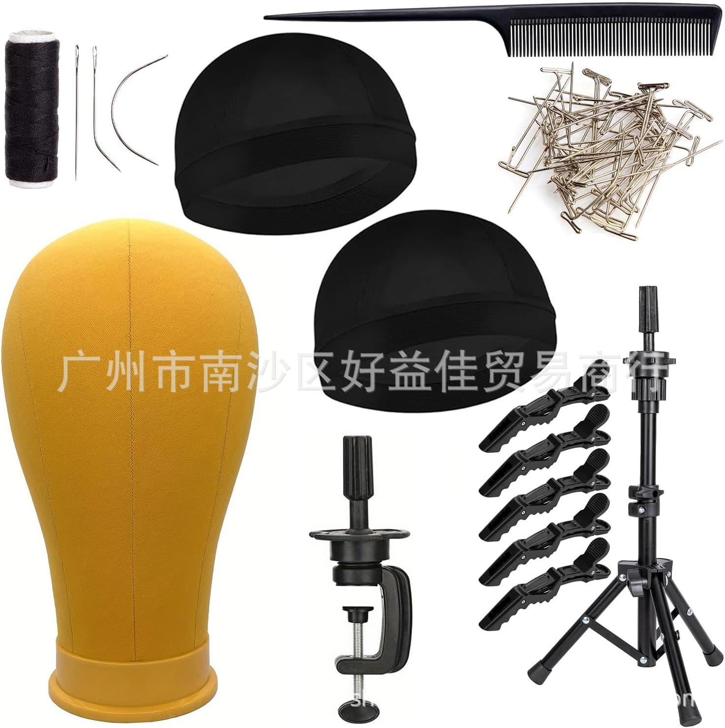 Black Canvas Mannequin Head with Wig Stand for Making Canvas Stand