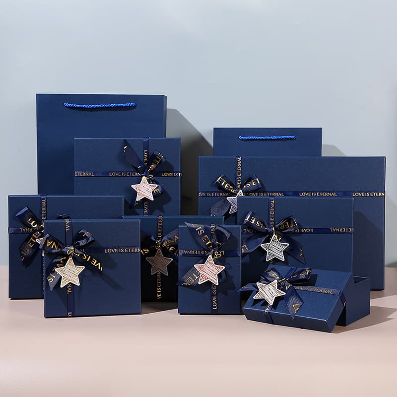 Blue two-piece star-shaped gift box birthday gift box party favor box premium creative empty gift box