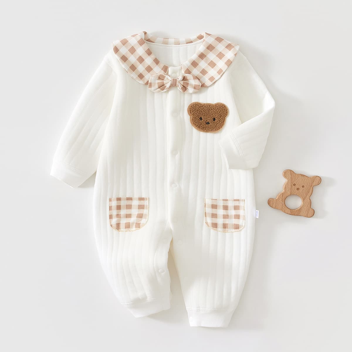 Baby jumpsuit spring and autumn newborn pure cotton clothes for male and female babies during the day quilted winter warm clothes rompers