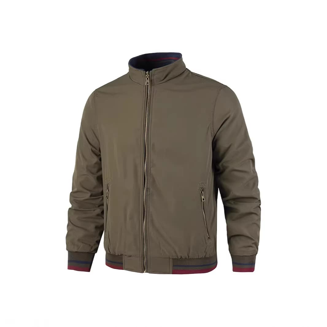 Cross-border entity spring and autumn new middle-aged men's business casual stand-collar jacket middle-aged and elderly men's double-sided clip