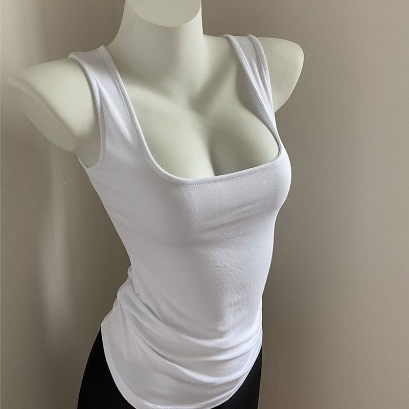 Conceal armpit fat low neckline top wide strap vest with built-in pads sexy sleeveless top women inner wear