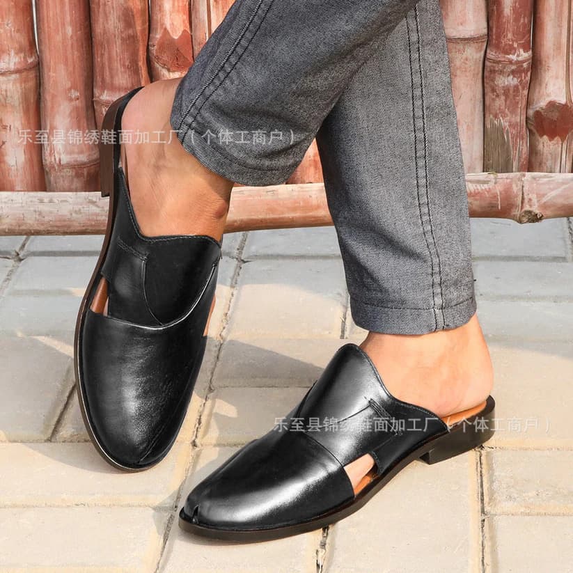 Source Factory Cross-Border Foreign Trade Europe/US New Round-Toe Low Heel Men's Slippers Casual Beach Large Size Sandals Size 48