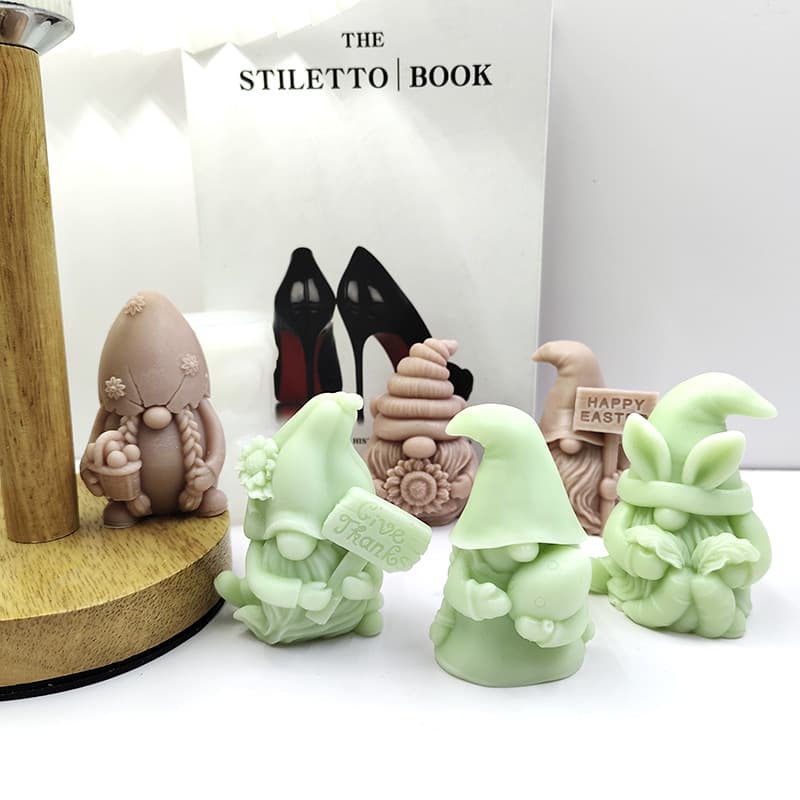 New Little Gnome Candle Mold DIY Scented Plaster Flower Big Beard Old Man Silicone Mold Easter