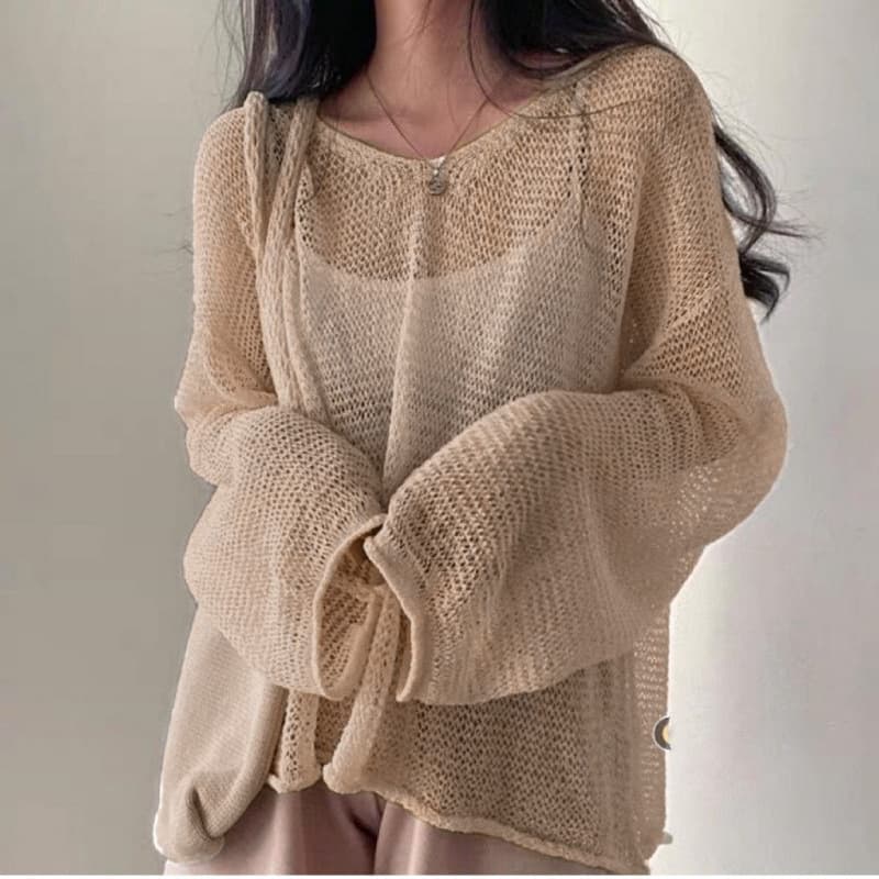 Cutout New Sun Protection Cardigan Spring Summer Knit Korean Casual Long Sleeve