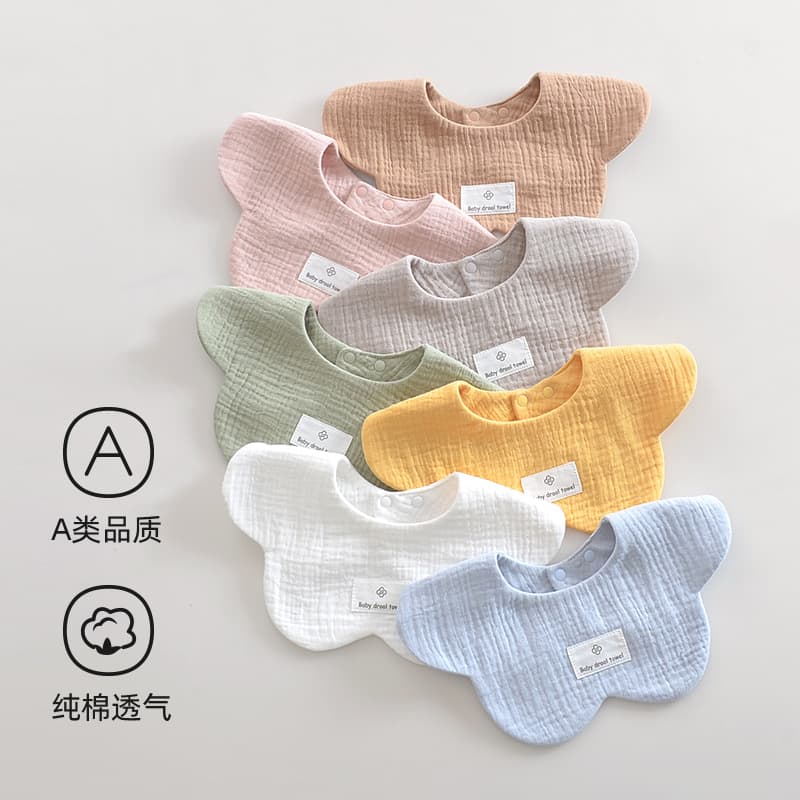 Rouyun Baby Bib Pure Cotton Newborn Anti-Spit-Up Solid Color Pad Baby Bib Feeding Bib Ultra-Soft Drool Bib