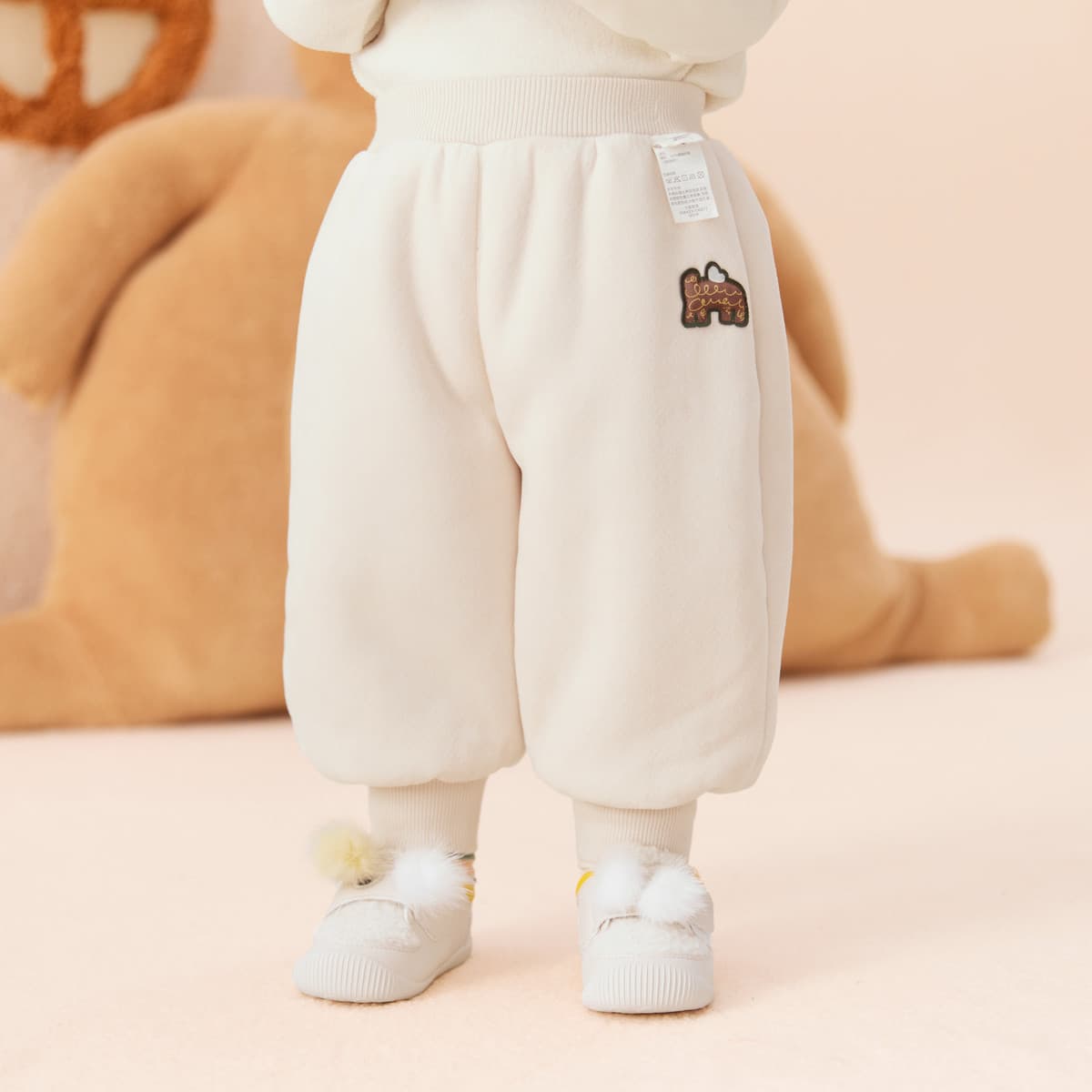 Baby Pants Boys Long Pants 2024 New Style Girls Fleece-Lined Pants Sherpa Velvet Warm