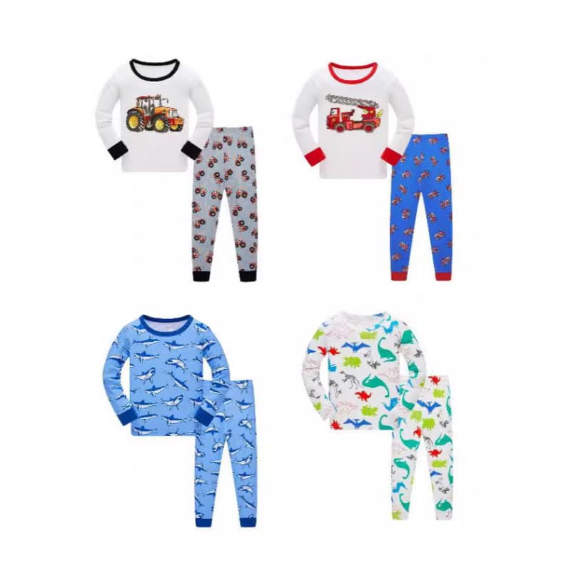 Boys Pajama Children's Pajamas Long Sleeve Threaded Cotton Air Conditioning Wear Home Clothes Boys Pajamas One Piece Drop Shipping