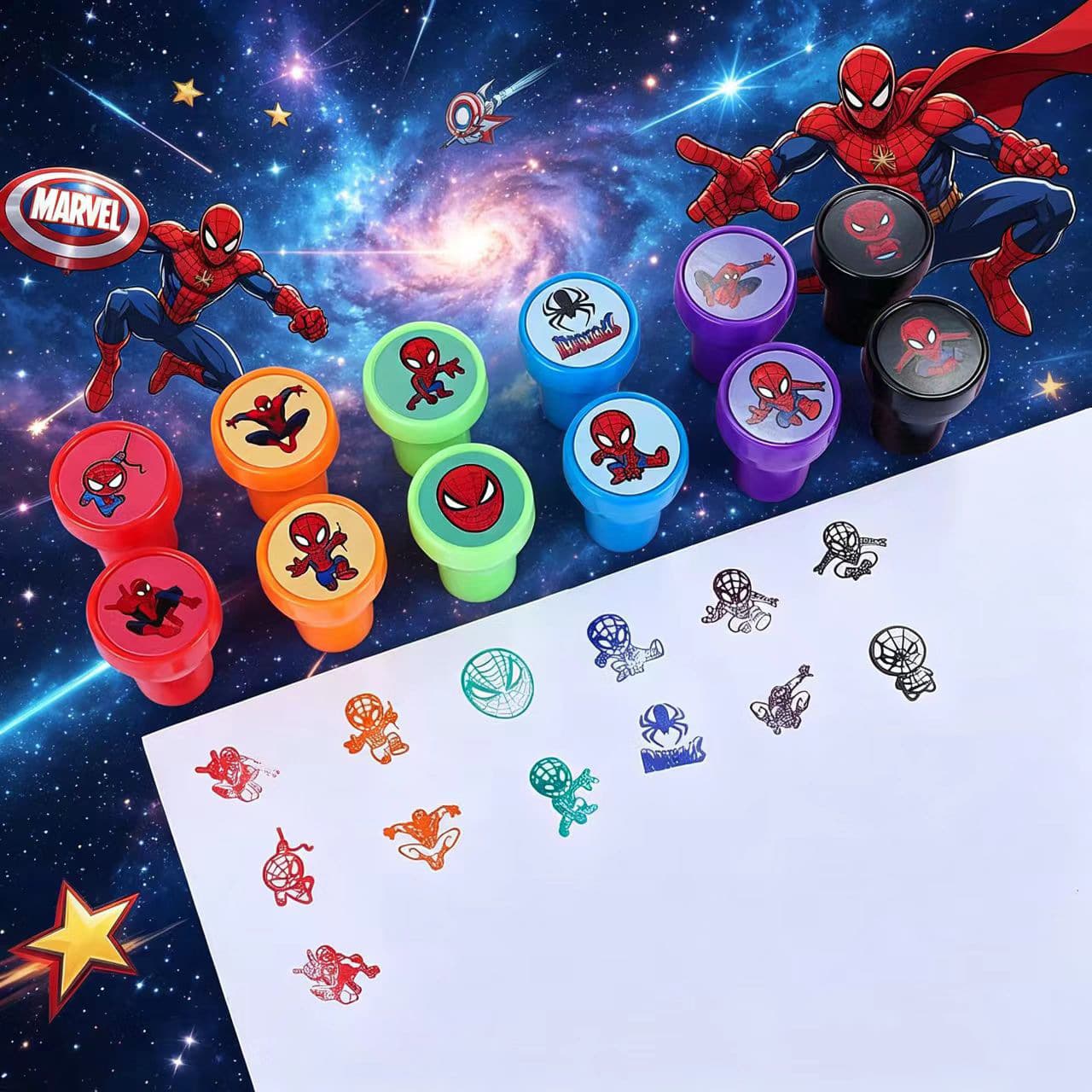 Spider-Man 12 Pictures Seal Cartoon Seal Children's Mini Seal Toy Teacher Homework Comments Kindergarten Learning
