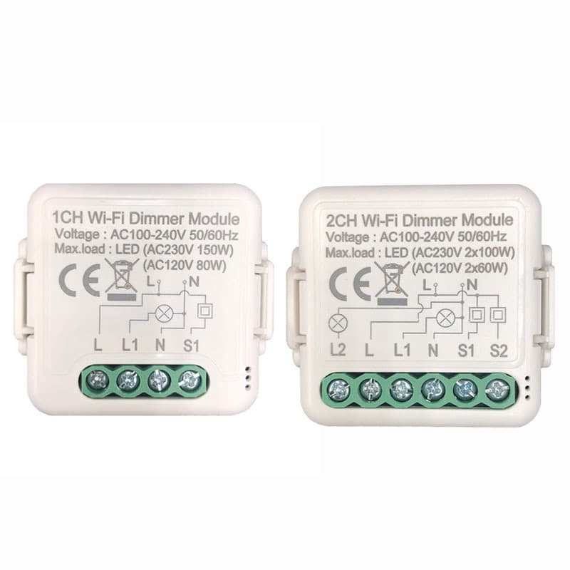 WiFi Tuya Smart Concealed Dimming Module Retrofit Traditional Switch Module 1 Channel 2 Channel Dual Control Zero-Fire
