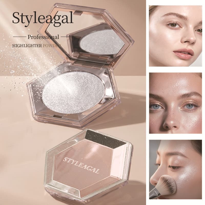 Highlight powder customized face brightening glitter powder waterproof long-lasting makeup brightening three-dimensional high-gloss powder cake makeup processing