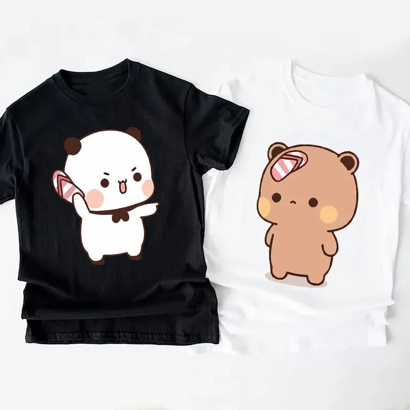 [Cross-border European code] Panda Bear Bubu Throwing Flip Flop To Dudu shirt