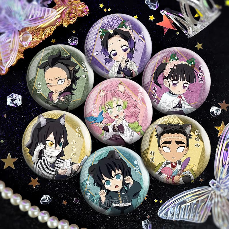 Demon Slayer: Kimetsu no Yaiba Q version fan original peripheral two-dimensional silver onion double flash bar and tinplate millet badge