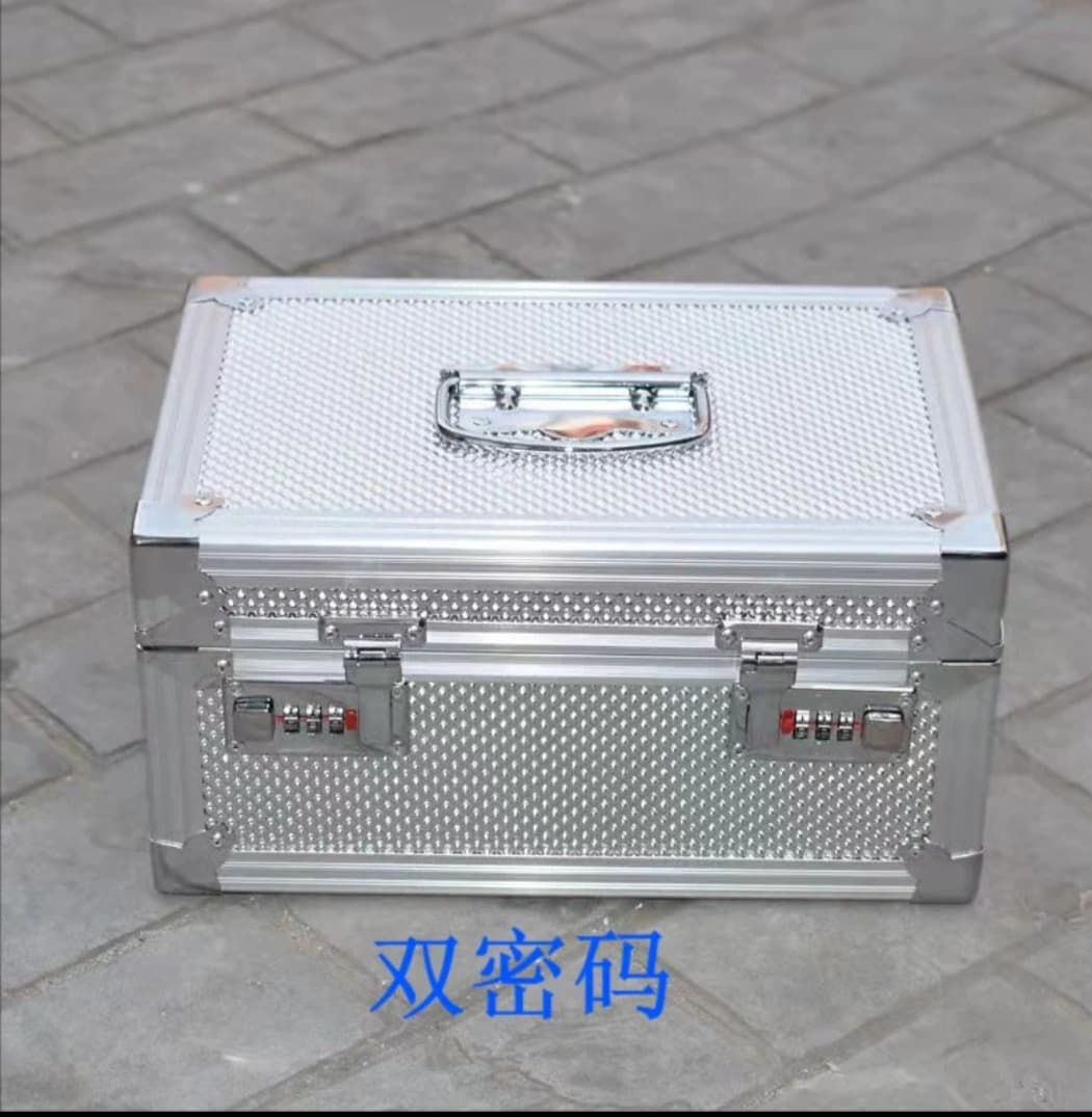 Large storage box for bills, tools, cash registers, seals, cash transport, and instruments