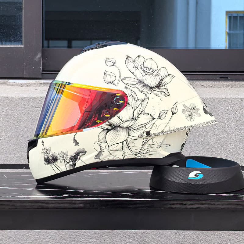 Orz Helmet Men's Motorcycle Full Face Helmet Single Visor Large Spoiler Women's Riding Racing Bluetooth Slot Four Seasons Universal