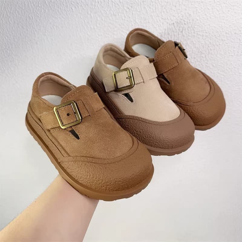 Retro Kidsren's Casual Birkenstock Shoes 2025 Spring & Fall New Style Small and Medium-Sized Kidsren's Boys and Girls Flats Nubuck Leather Shoes