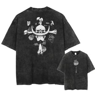 [Cross-border EU Size] Anime One Piece Luffy Washed T Shirt Men T-shirt