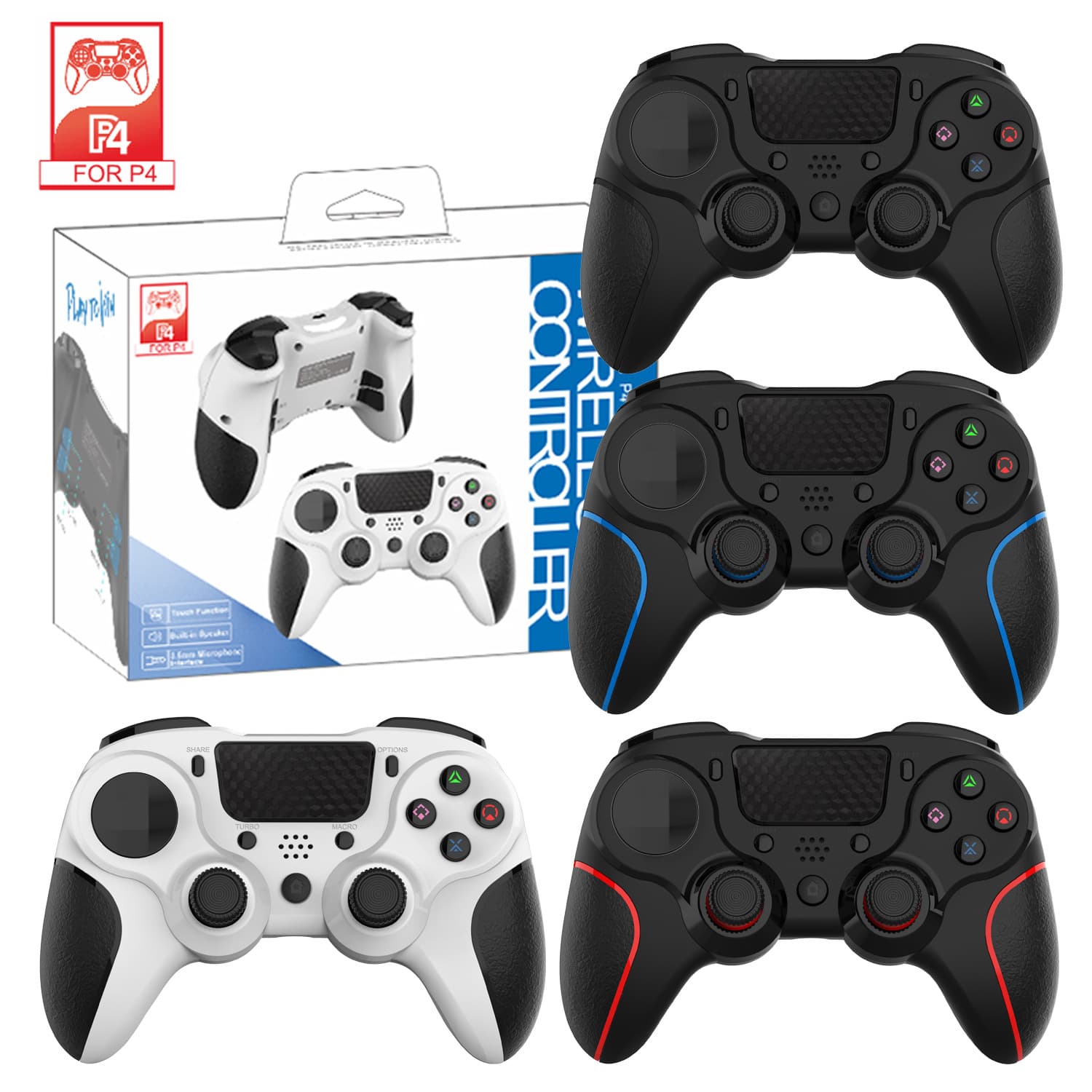 Mingpin P4PRO Bluetooth Game Controller for PC, Six-Axis Motion Sensing, Back Buttons, Programmable, Dual Vibration, Bluetooth Gamepad