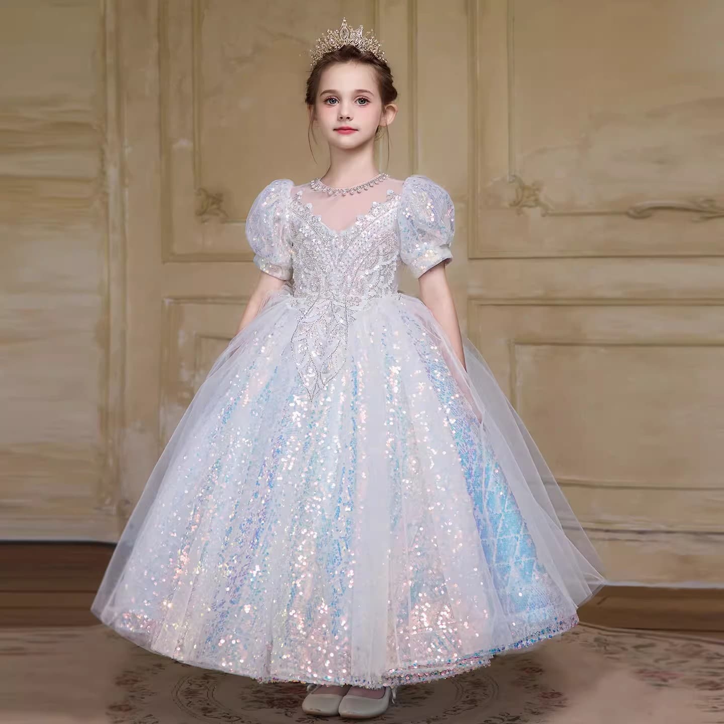Girls dress, princess dress, heavy industry performance dress, children's tutu dress, high-end birthday party host evening dress