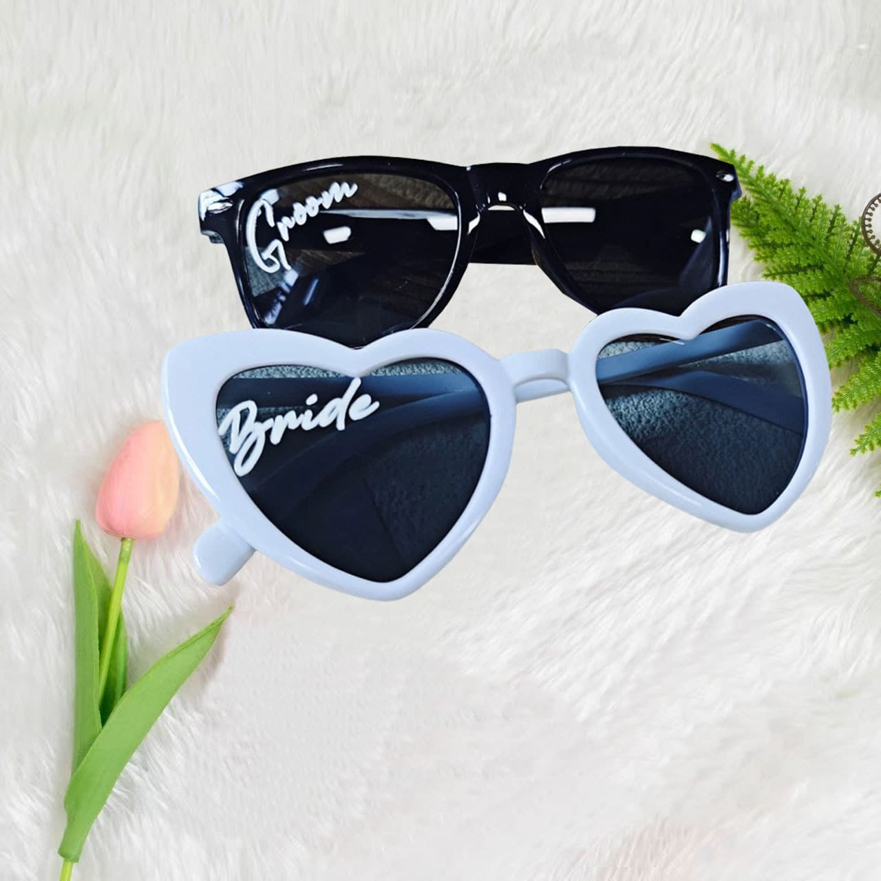 Cross-border Bride Groom White Black Glasses Bride Groom Sunglasses Best Man Bachelor Party Wedding