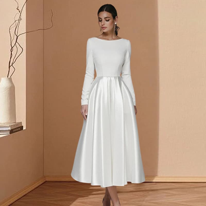 2026 Cross-border Autumn/Winter New Long Sleeve Evening Gown Women Banquet Fitted Waist Long Dress Travel Photography Forest Style Dress Wholesale