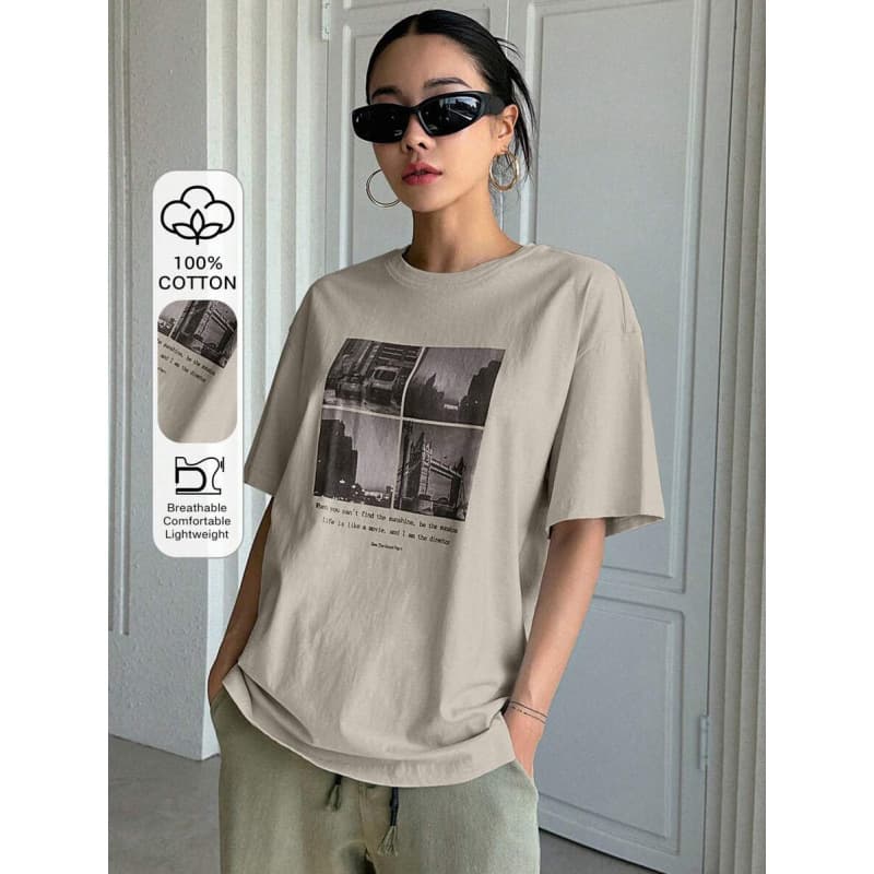 Casual Everyday DAZY Slogan Graphic Drop Shoulder Tee When You Can't