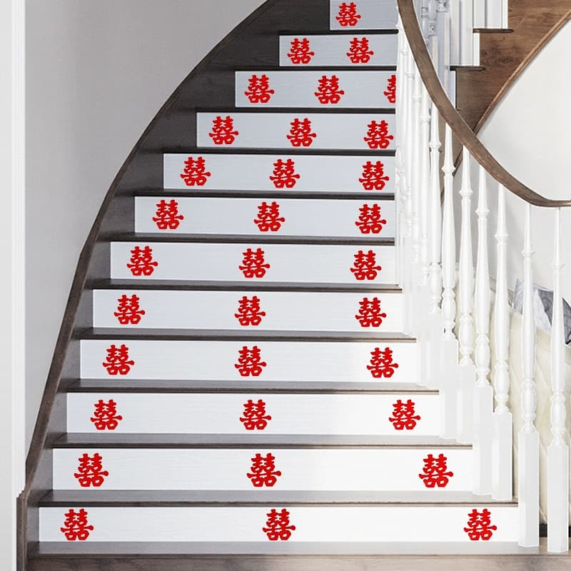 Wedding stair step blessing stickers, special wedding room decoration, wedding cabinet small blessing stickers, cabinet door double happiness stickers