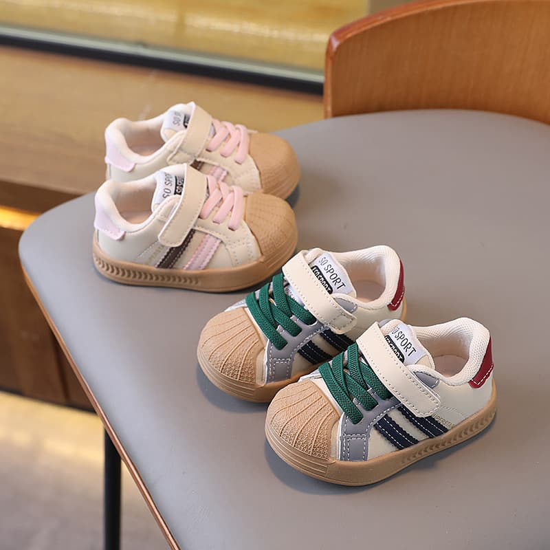 Baby boys' shoes, spring and autumn baby soft-soled toddler shoes, 1 to 2-year-old girls' casual sneakers, non-slip white shoes