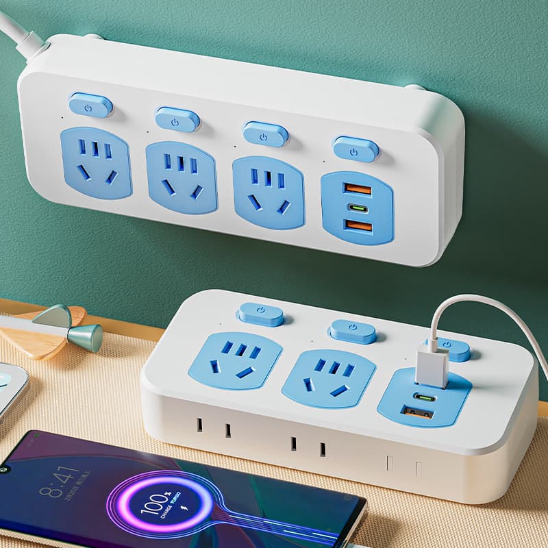 Multi-Function USB Socket Panel Multi-Port with Cable, Household Power Strip Extension Cord Converter Fast Charge