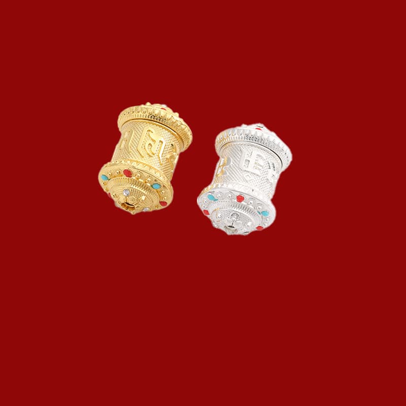 New Tibetan Ornament Large Prayer Wheel Six-Syllable Mantra Golden Wheel Decorative Charm Bag Car Hanging Wholesale
