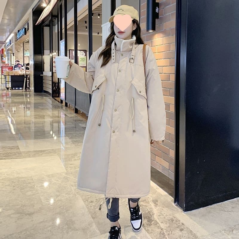 2025 New Style Maternity Winter Outfit Set with Fleece Lining and Thickened Cotton Coat, Mid-Length, Suitable for Late Pregnancy Autumn and Winter Wear