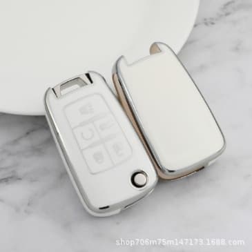 Silver Edge TPU Key Shell for Chevrolet 2010-2019 Equinox5 Key Cover Simple Style Car Accessories Durable PU Material