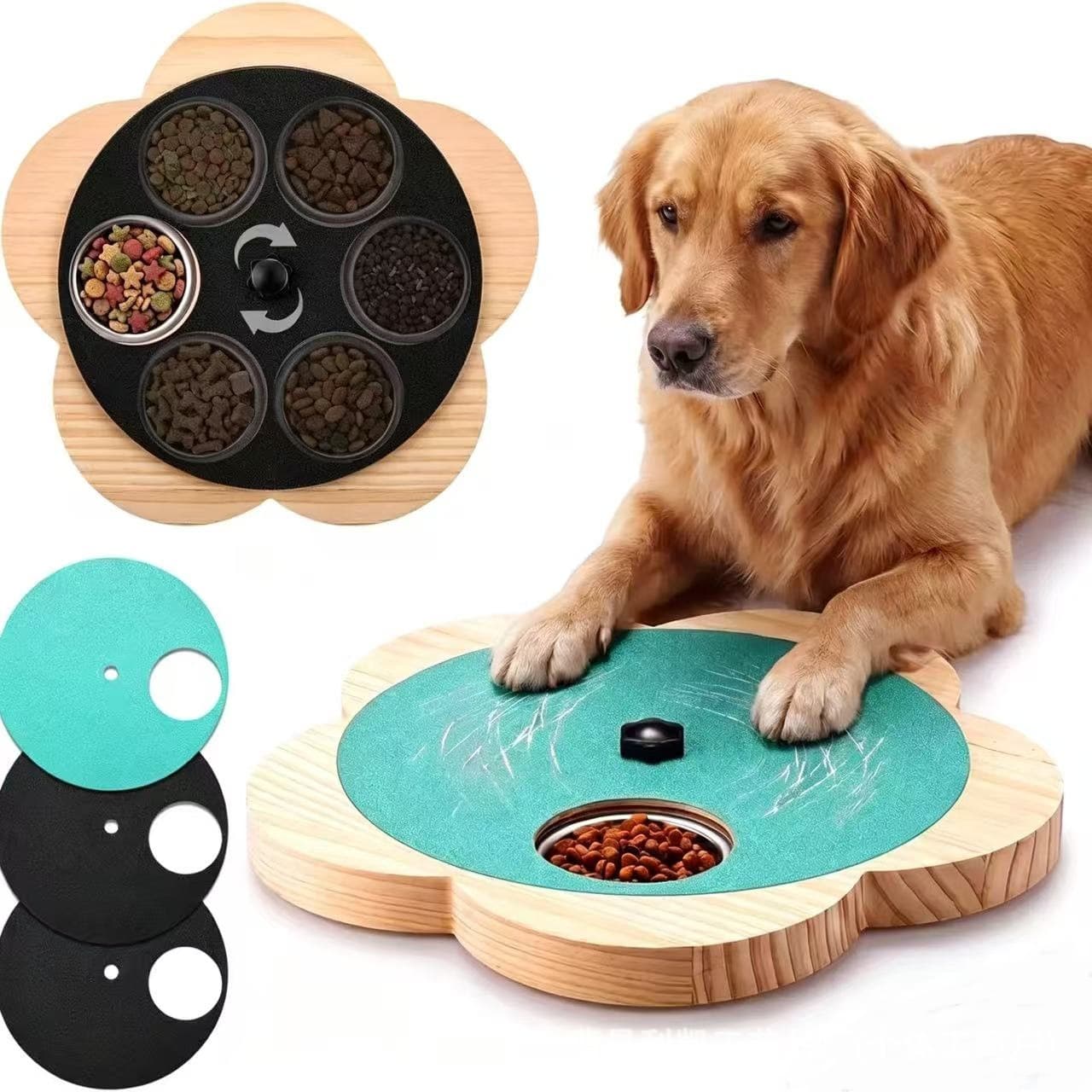 Creative Solid Wood Dog Scratching Board Rotatable Pet Boredom Relief Claw Wooden Toy Flower-Shaped Pet Nail File