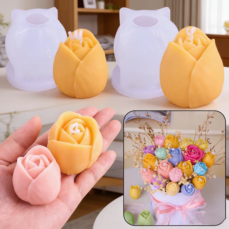 Tulip Silicone Mold DIY Tulip Aromatherapy Candle Mold Plaster Baking Cake Decoration Silicone Mold