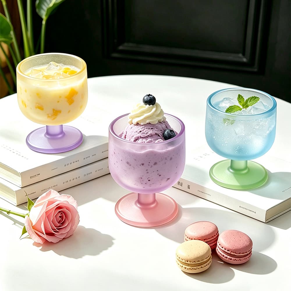 Niche Retro Glass Cup Ins Style Short Stemmed Cup Iced Americano Coffee Cup Latte Cup Specialty Drink Juice Cup