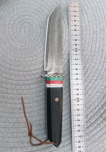 Damascus Kusanagi Outdoor Straight Knife Camping Survival Solid Wood Sheath High Hardness Self-Defense Japanese Style Camping Knife