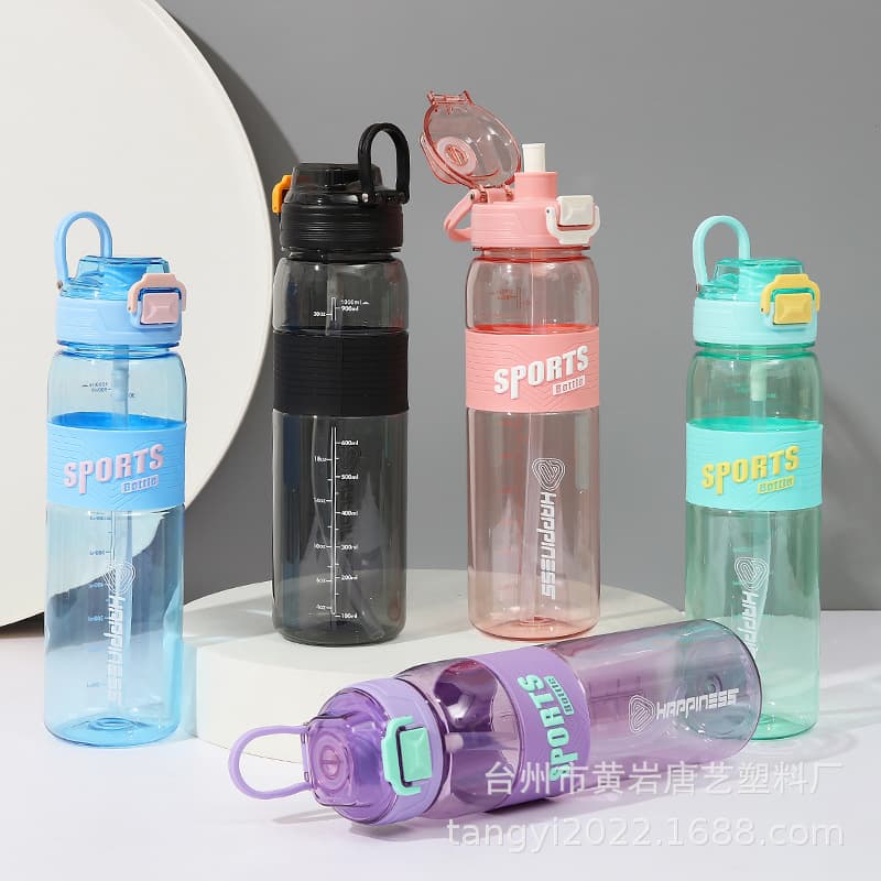 New Sports Water Bottle 1000ml Space Cup Large Capacity Pop-up Plastic Water Bottle Outdoor Straw Cup Amazon
