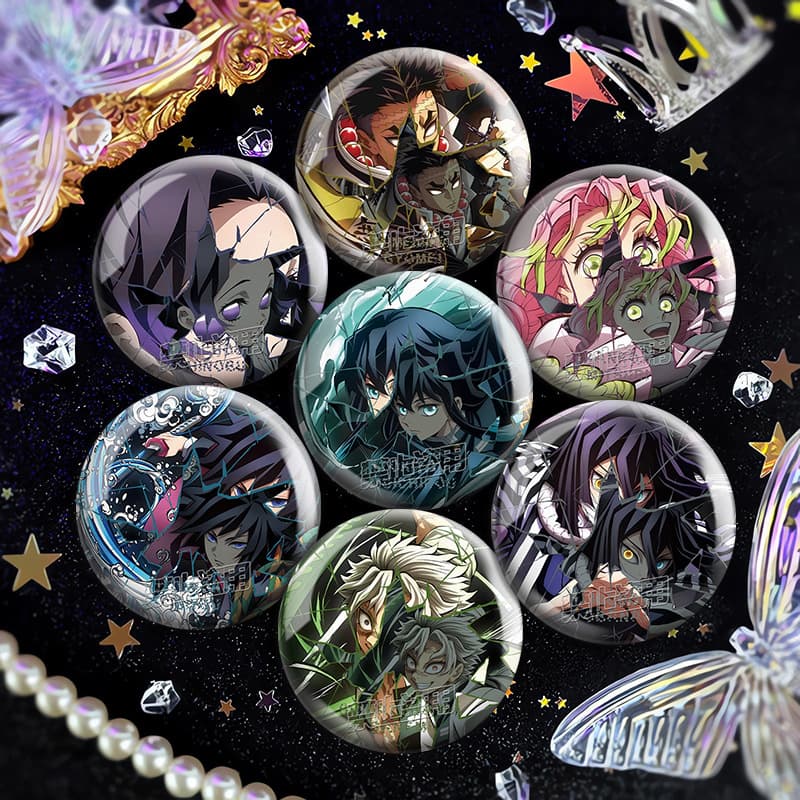 Demon Slayer Anime Fan Original Double Flash Badge Shattered Effect Reflective Pin