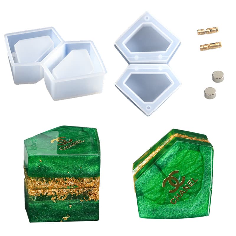 New DIY Epoxy Resin Mold Diamond Ring Storage Box Silicone Mold Gift Jewelry Box Cross-Border Hot Sale