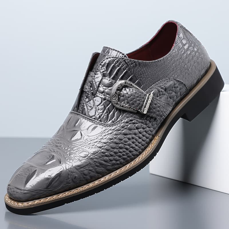 Amazon Best-Selling Cross-Border Crocodile Pattern Buckle Business Dress Shoes for Men, Large Size Formal Casual Shoes 660106