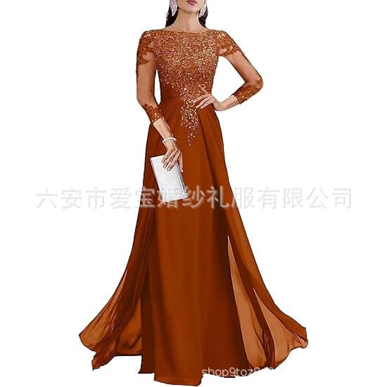 Cross-border Amazon Summer New Arrival European and American Long Evening Dress Elegant Commute Fitted Floor-length Banquet Host Dress
