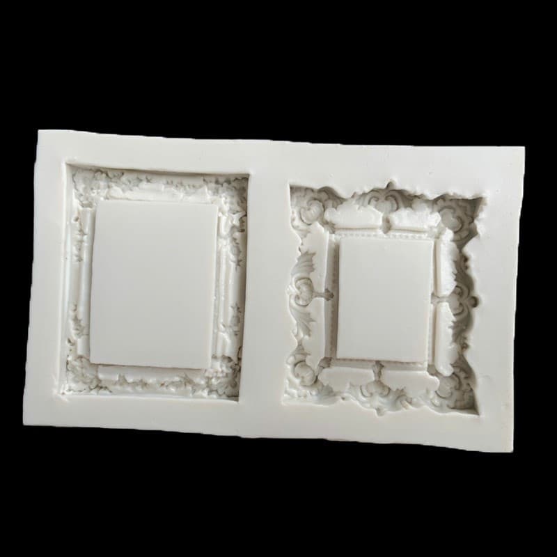 European Vintage Pattern Photo Frame Silicone Mold Fondant Frame Dry Pasta Cake Decoration Resin Clay Mold