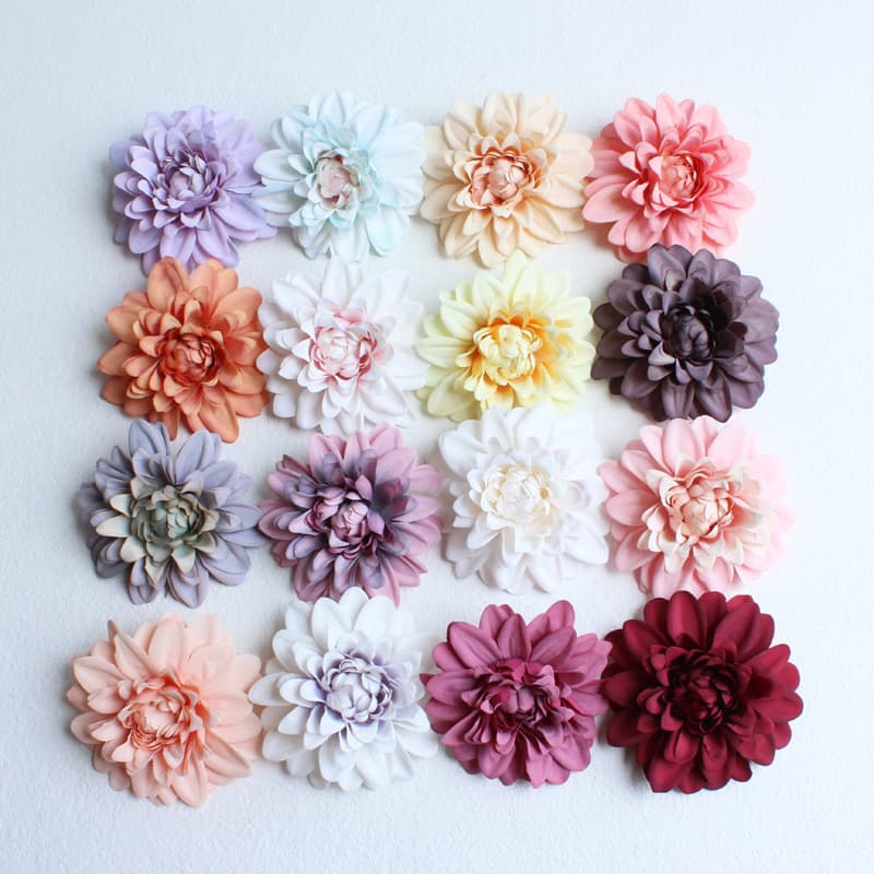 Artificial Dahlia Flower Head for Wedding Flower Wall Decoration, DIY Handmade Material, Hat Flower Clothing Accessories Wholesale