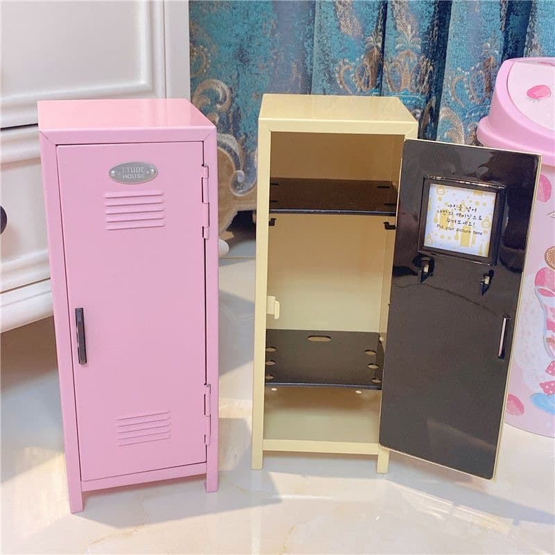 Metal Desktop Cosmetic Organizer Etude House Multi-color Storage Cabinet Girls' Storage Iron with Lock