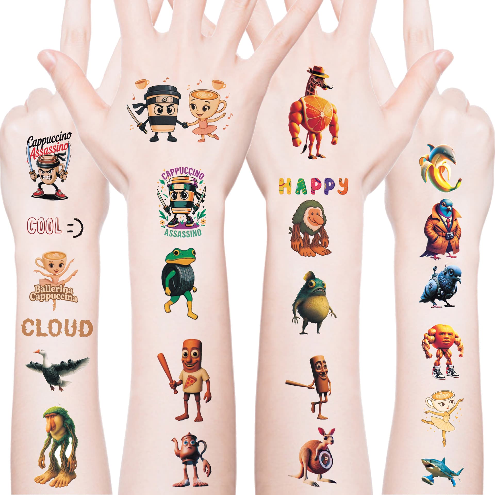 New cross-border cartoon Classic of Mountains and Seas temporary tattoo stickers for children, perfect for parties and events, suitable for arms and faces.