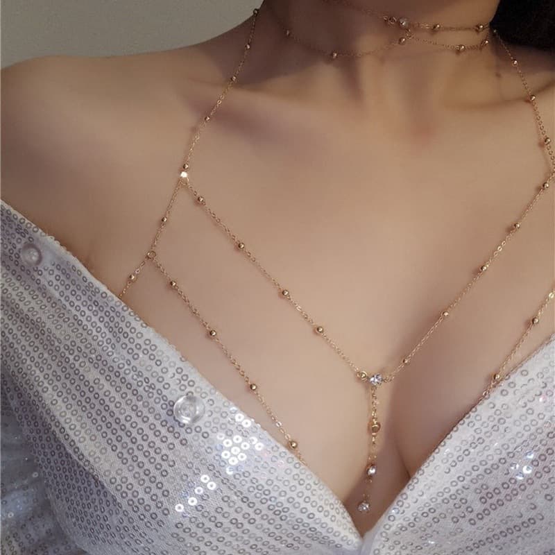 Sexy Lingerie Accessory Chest Chain Bikini Chain Necklace High-End Backless Top Collarbone Chain L29