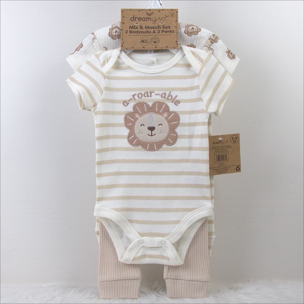 Baby Clothing Garment 2 Bodysuits 2 Pants 4 Piece Set