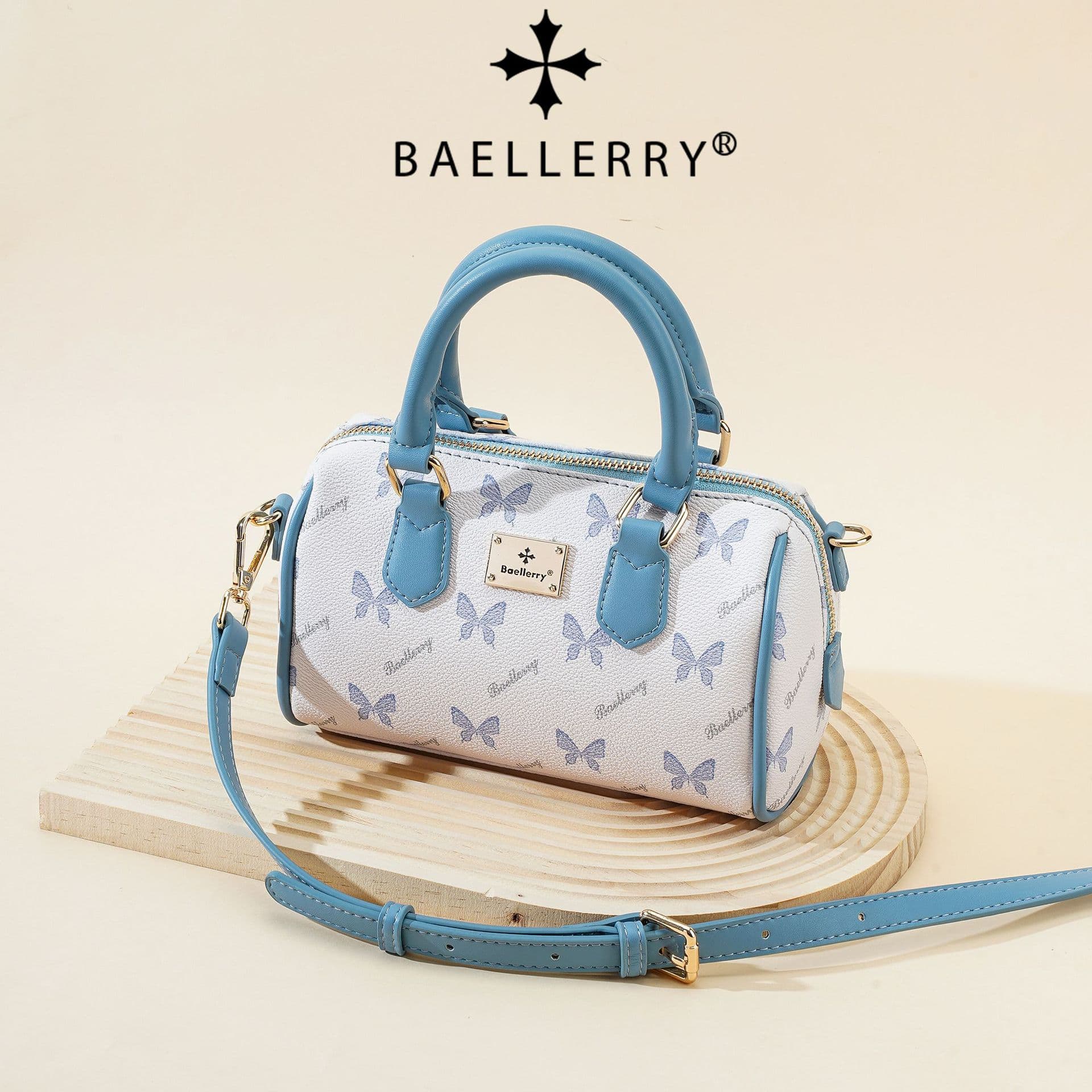 New Women's Handbag Fashion Butterfly Print Shoulder Crossbody Bag Contrast Color Niche Mini Bag Commuter Bag