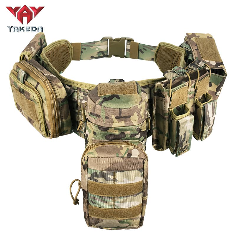 Yakeda Camouflage Tactical Belt Set Multi-Function Five-Piece Set Tactical Waist Bag Accessories Pack Running Belt Combo