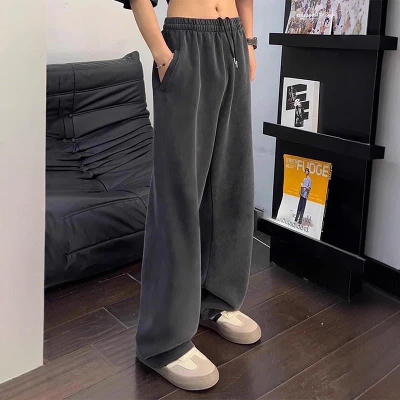 American retro straight-leg drapey wide-leg pants for men and women new loose bf lazy style sports casual pants and sweatpants