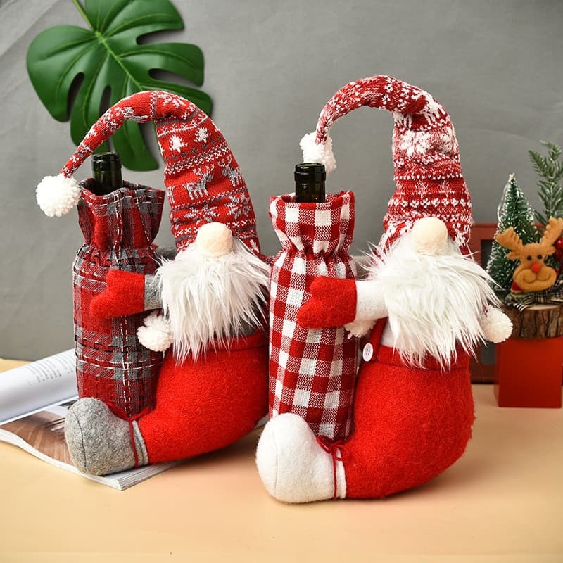 Christmas Faceless Doll Wine Bottle Cover Christmas Cotton Table Standing Doll Decoration Wholesale Christmas Accessories